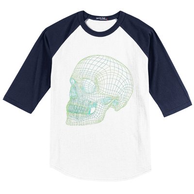 Digital Skull Green Digitized Skull Mesh Pattern Halloween Baseball Sleeve Shirt