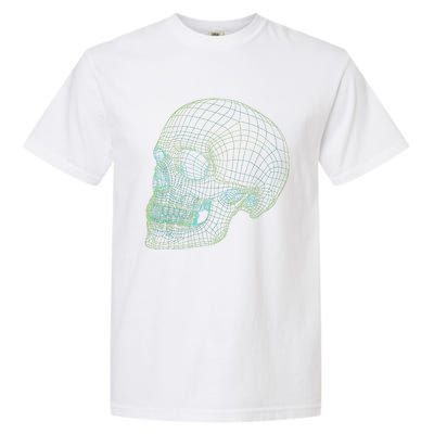 Digital Skull Green Digitized Skull Mesh Pattern Halloween Garment-Dyed Heavyweight T-Shirt