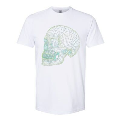 Digital Skull Green Digitized Skull Mesh Pattern Halloween Softstyle CVC T-Shirt