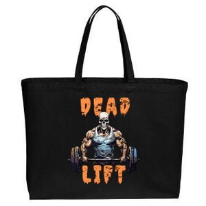 Deadlift Skeleton Gym Lifting Weights Training Halloween Cotton Canvas Jumbo Tote