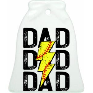 Dad Softball Game Day Ceramic Bell Ornament