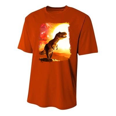 Desert Sun Galaxy Trex Dinosaur Youth Performance Sprint T-Shirt