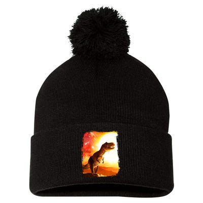 Desert Sun Galaxy Trex Dinosaur Pom Pom 12in Knit Beanie