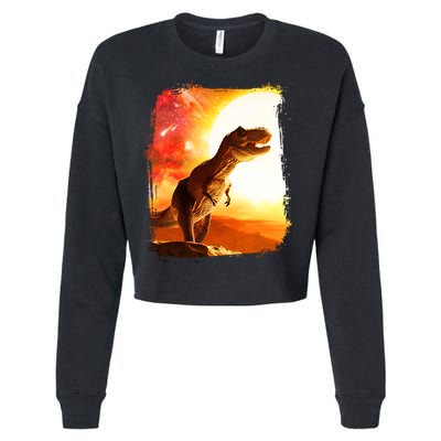 Desert Sun Galaxy Trex Dinosaur Cropped Pullover Crew