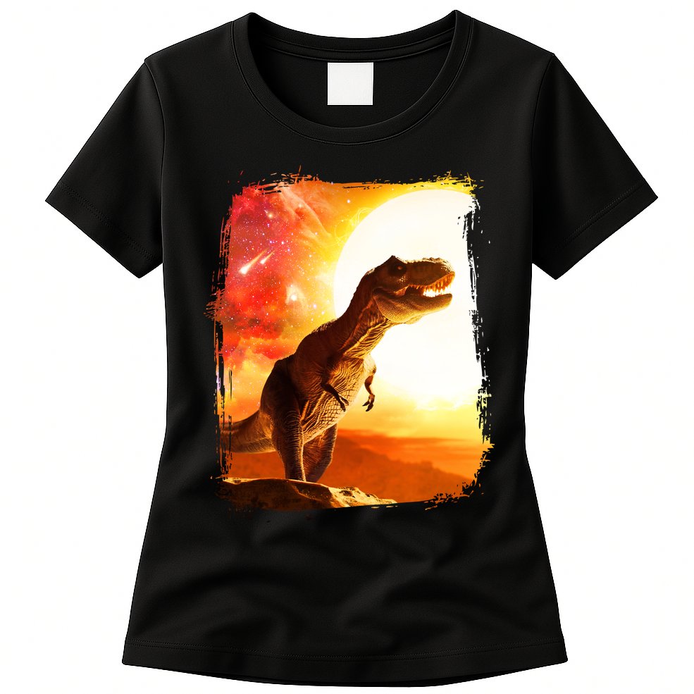 Desert Sun Galaxy Trex Dinosaur Womens T-Shirt