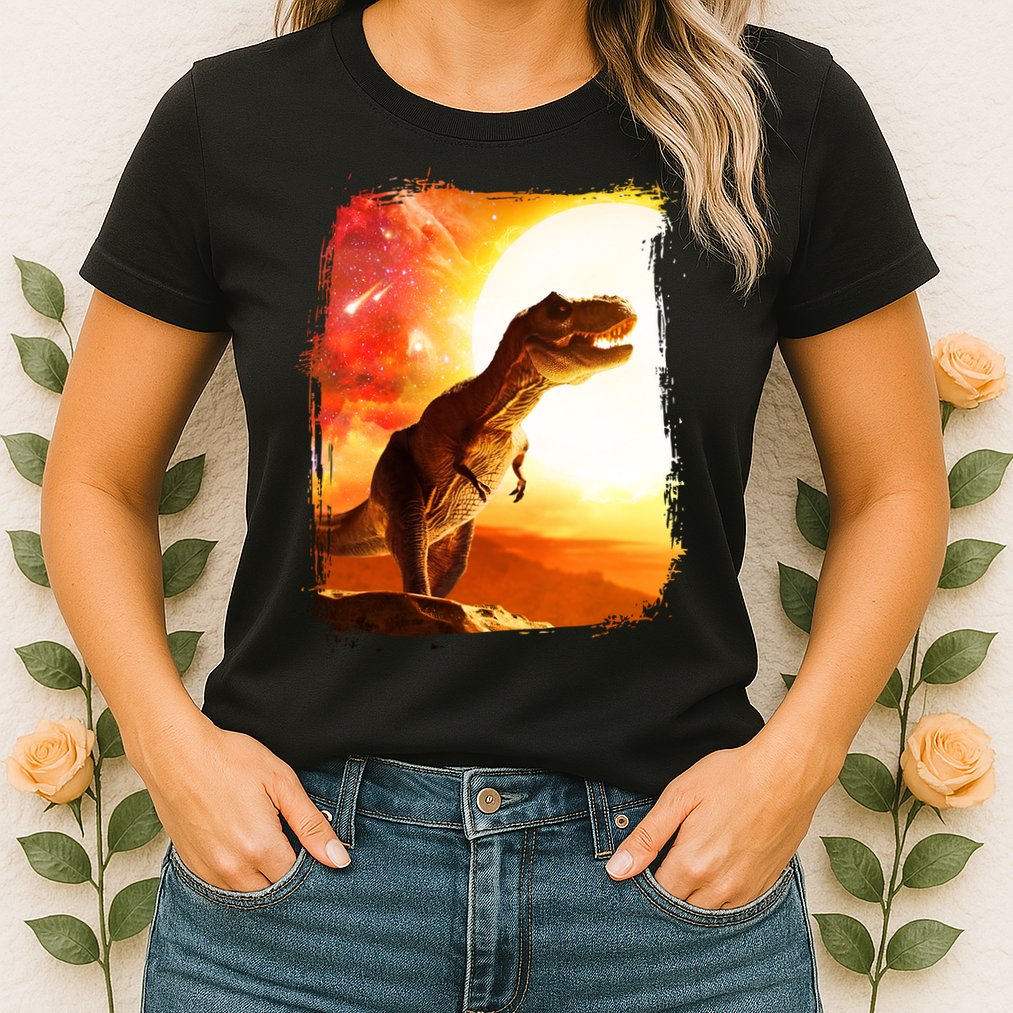 Desert Sun Galaxy Trex Dinosaur Womens T-Shirt