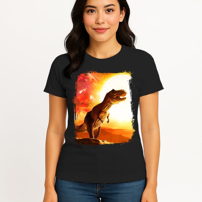 Desert Sun Galaxy Trex Dinosaur Womens T-Shirt