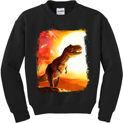 Desert Sun Galaxy Trex Dinosaur Kids Sweatshirt