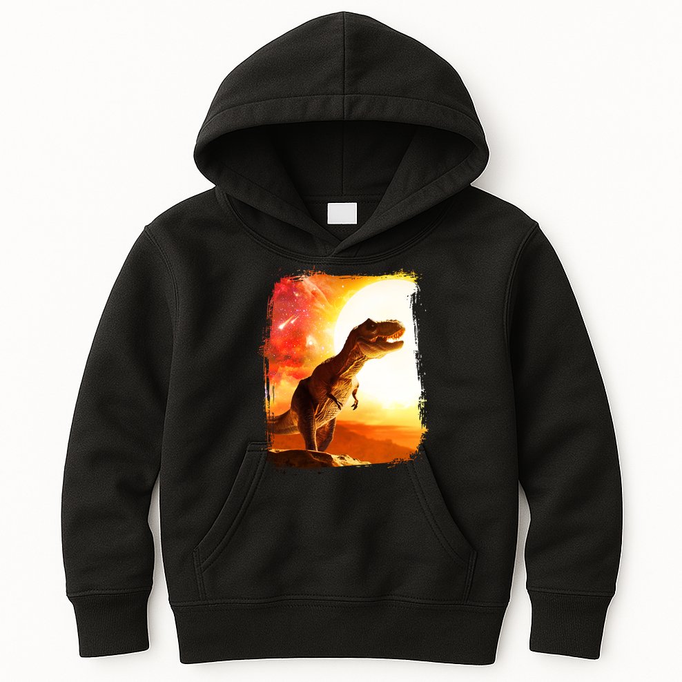 Desert Sun Galaxy Trex Dinosaur Kids Hoodie