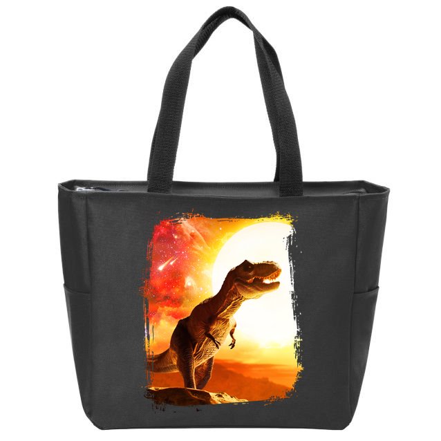 Desert Sun Galaxy Trex Dinosaur Zip Tote Bag