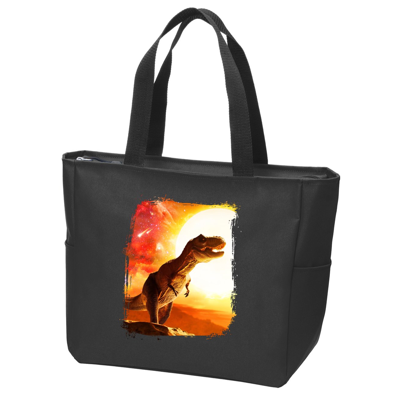Desert Sun Galaxy Trex Dinosaur Zip Tote Bag