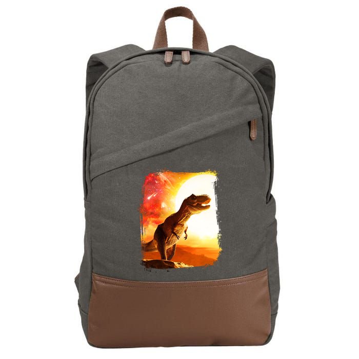 Desert Sun Galaxy Trex Dinosaur Cotton Canvas Backpack