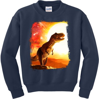 Desert Sun Galaxy Trex Dinosaur Kids Sweatshirt