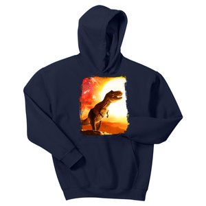 Desert Sun Galaxy Trex Dinosaur Kids Hoodie