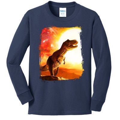 Desert Sun Galaxy Trex Dinosaur Kids Long Sleeve Shirt