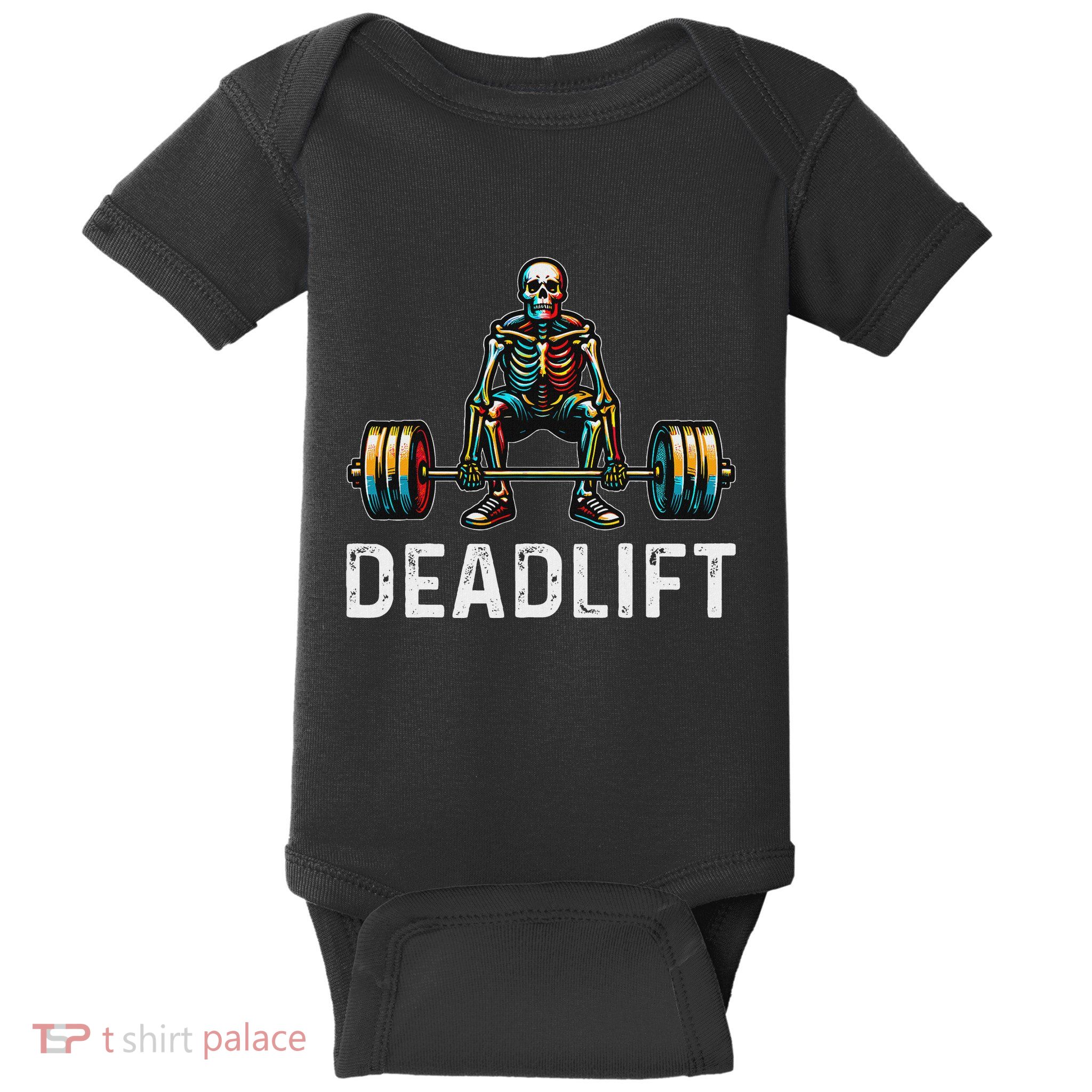 Deadlift Skeleton Gym Fitness Baby Bodysuit
