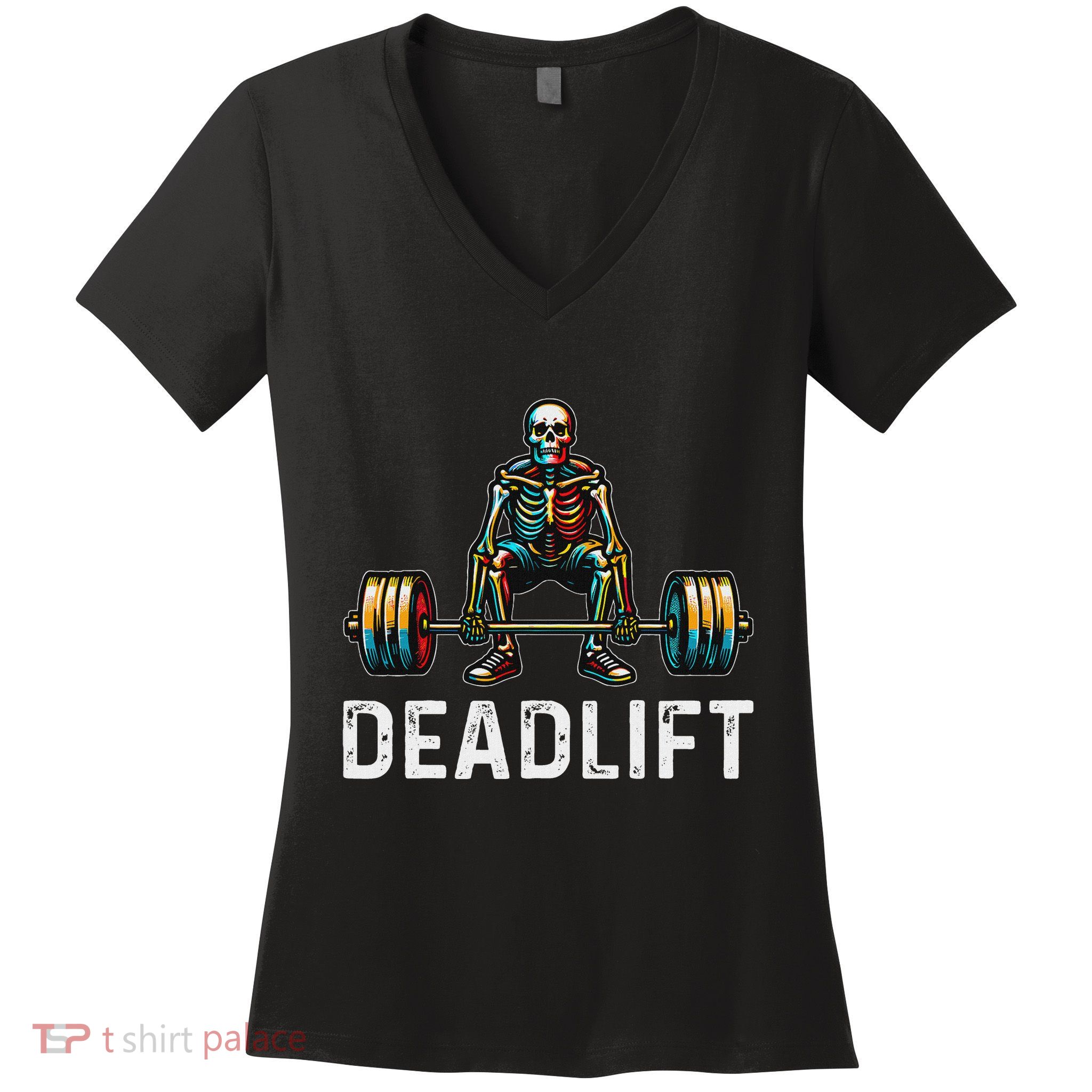 Deadlift Skeleton Gym Fitness Women's V-Neck T-Shirt