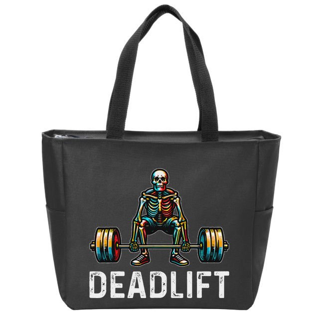 Deadlift Skeleton Gym Fitness Zip Tote Bag