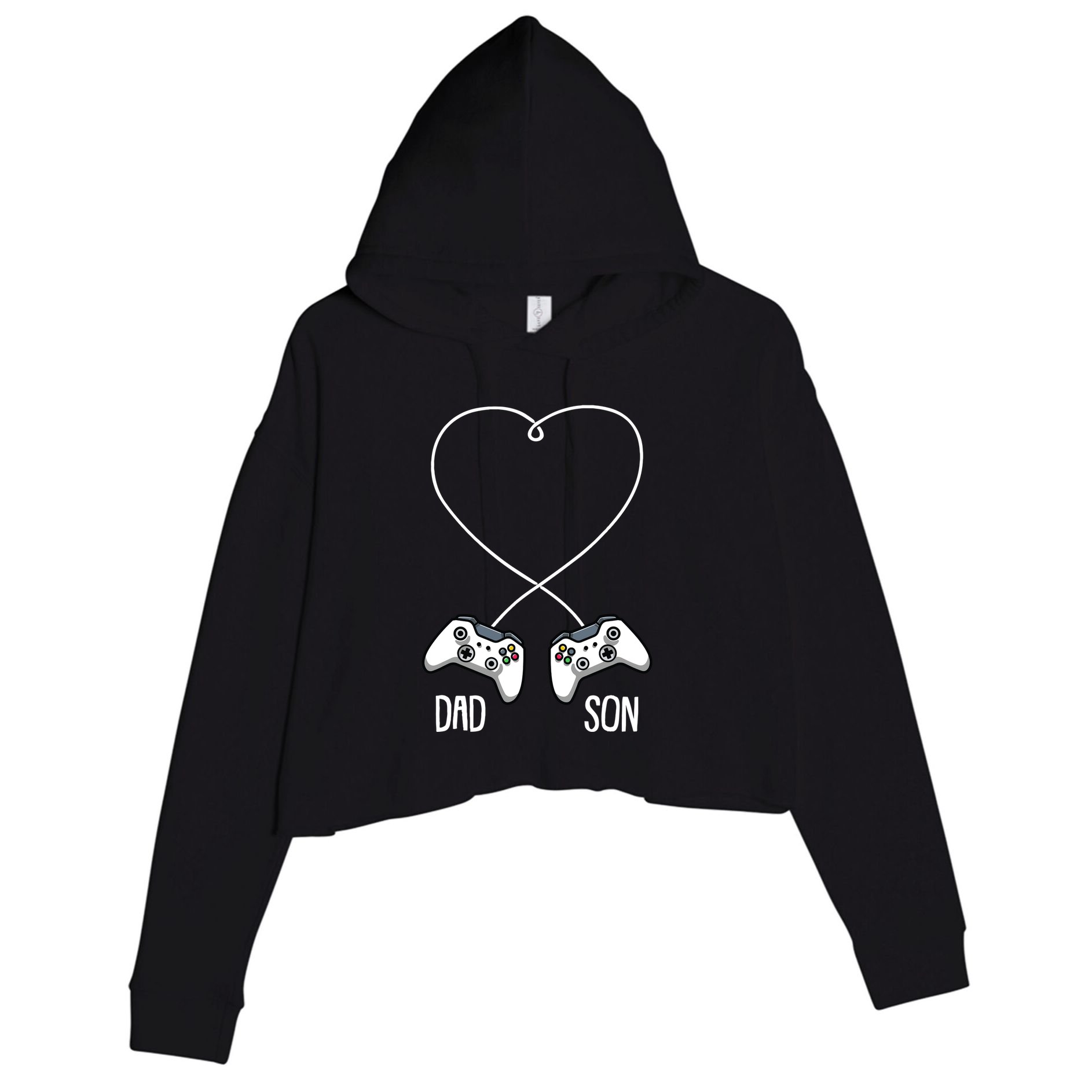 Dad Son Gaming Fathers Day Cool Videogame Matching Gamer Crop Fleece Hoodie
