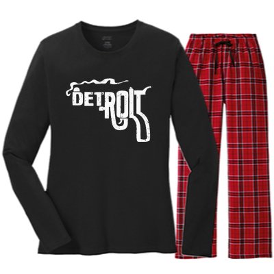 Detroit Smoking Gun Vintage Women's Long Sleeve Flannel Pajama Set 