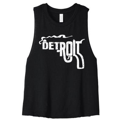 Detroit Smoking Gun Vintage Women's Racerback Cropped Tank