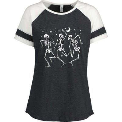 Dancing Skeleton Gothic Goth Spooky Funny Halloween Enza Ladies Jersey Colorblock Tee