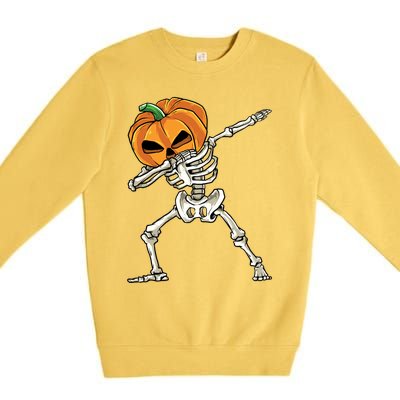 Dabbing Skeleton Gift Pumpkin Dance Pumpkin Dab Halloween Meaningful Gift Premium Crewneck Sweatshirt