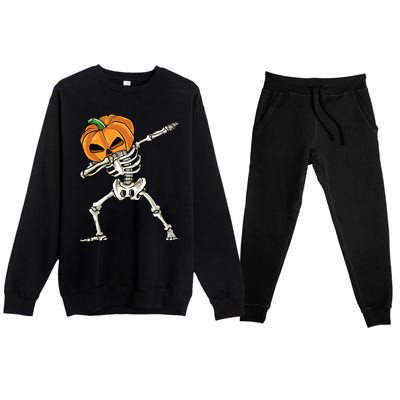 Dabbing Skeleton Gift Pumpkin Dance Pumpkin Dab Halloween Meaningful Gift Premium Crewneck Sweatsuit Set