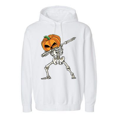 Dabbing Skeleton Gift Pumpkin Dance Pumpkin Dab Halloween Meaningful Gift Garment-Dyed Fleece Hoodie