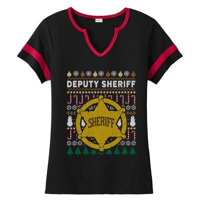 Deputy Sheriff Gift Ugly Christmas Ladies Halftime Notch Neck Tee