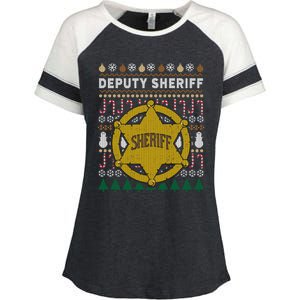 Deputy Sheriff Gift Ugly Christmas Enza Ladies Jersey Colorblock Tee