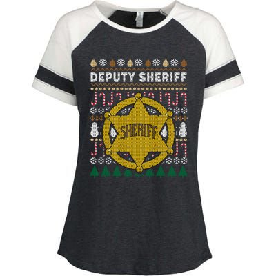 Deputy Sheriff Gift Ugly Christmas Enza Ladies Jersey Colorblock Tee