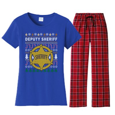 Deputy Sheriff Gift Ugly Christmas Women's Flannel Pajama Set