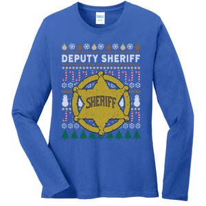 Deputy Sheriff Gift Ugly Christmas Ladies Long Sleeve Shirt