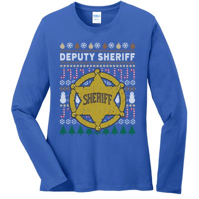 Deputy Sheriff Gift Ugly Christmas Ladies Long Sleeve Shirt