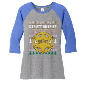 Deputy Sheriff Gift Ugly Christmas Women's Tri-Blend 3/4-Sleeve Raglan Shirt