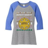 Deputy Sheriff Gift Ugly Christmas Women's Tri-Blend 3/4-Sleeve Raglan Shirt