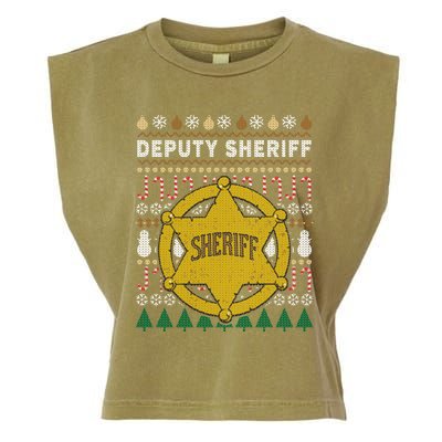 Deputy Sheriff Gift Ugly Christmas Garment-Dyed Women's Muscle Tee