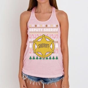 Deputy Sheriff Gift Ugly Christmas Women's Knotted Racerback Tank