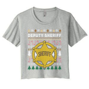 Deputy Sheriff Gift Ugly Christmas Women's Crop Top Tee