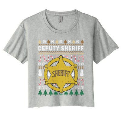 Deputy Sheriff Gift Ugly Christmas Women's Crop Top Tee