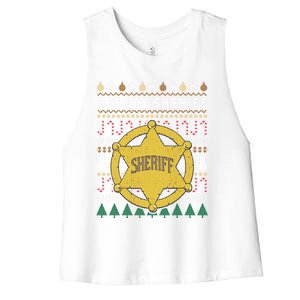 Deputy Sheriff Gift Ugly Christmas Women's Racerback Cropped Tank