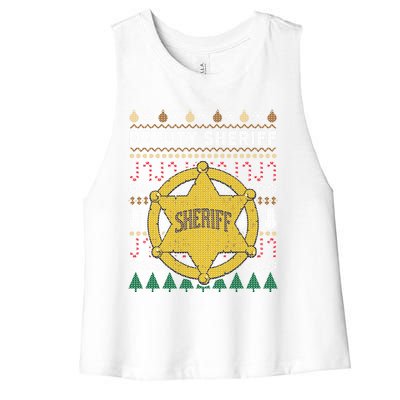 Deputy Sheriff Gift Ugly Christmas Women's Racerback Cropped Tank