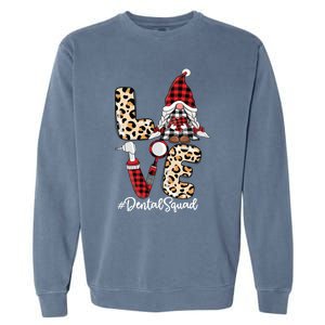 Dental Squad Gnomes Leopard Red Check Plaid Valentines Gnome Gift Garment-Dyed Sweatshirt