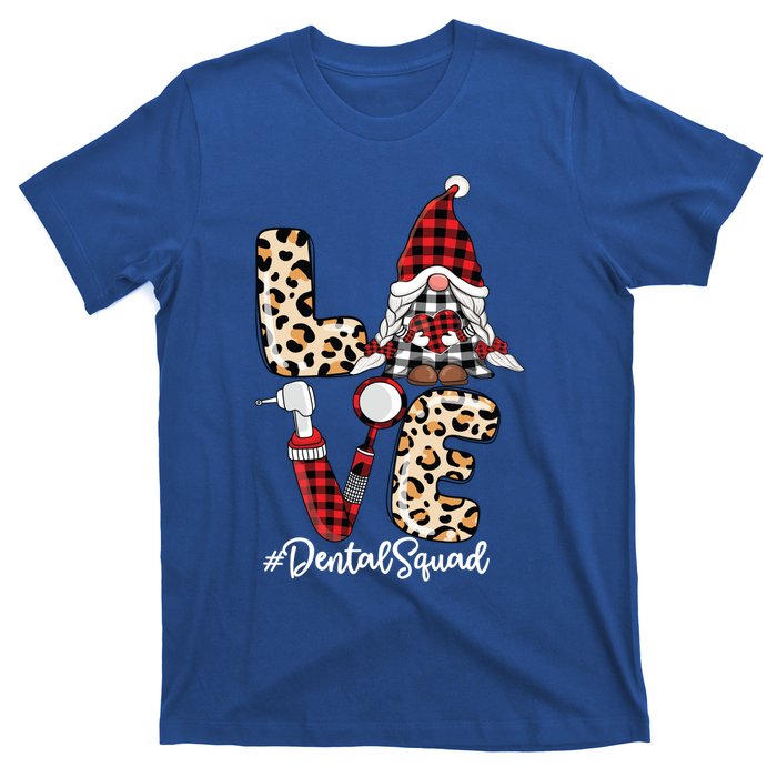 Dental Squad Gnomes Leopard Red Check Plaid Valentines Gnome Gift T-Shirt