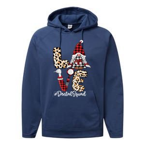 Dental Squad Gnomes Leopard Red Check Plaid Valentines Gnome Gift Performance Fleece Hoodie