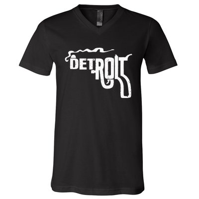 Detroit Smoking Gun Vintage V-Neck T-Shirt