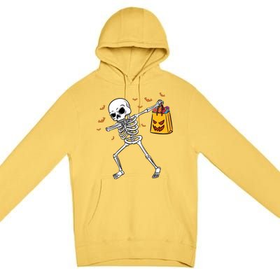 Dabbing Skeleton Halloween Gift Premium Pullover Hoodie