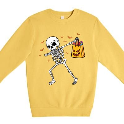 Dabbing Skeleton Halloween Gift Premium Crewneck Sweatshirt