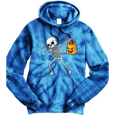 Dabbing Skeleton Halloween Gift Tie Dye Hoodie